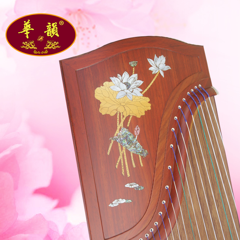 华韵牌演奏级黄花梨挖嵌古筝-爱莲说