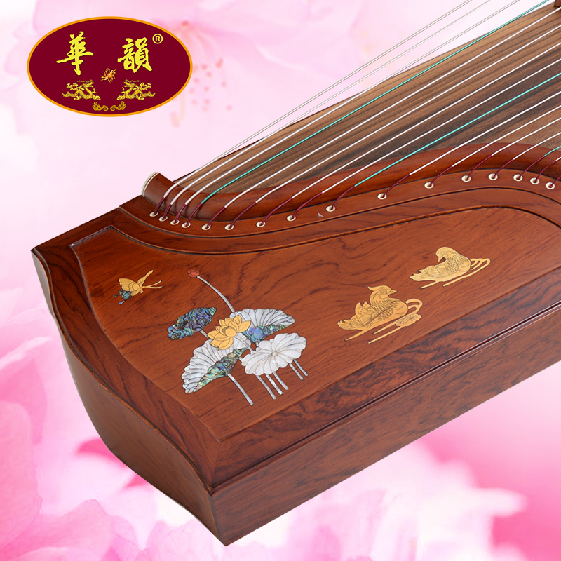 华韵牌巴西花梨木挖嵌古筝扬州非遗工艺-江南莲子