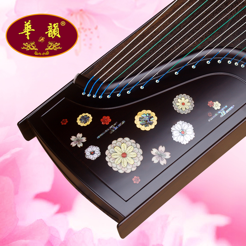 华韵牌黑檀整挖挖嵌飞花六月古筝