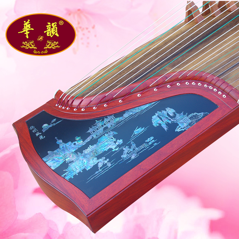 华韵牌演奏级非洲紫檀点螺古筝扬州非遗点螺工艺-扬州风光