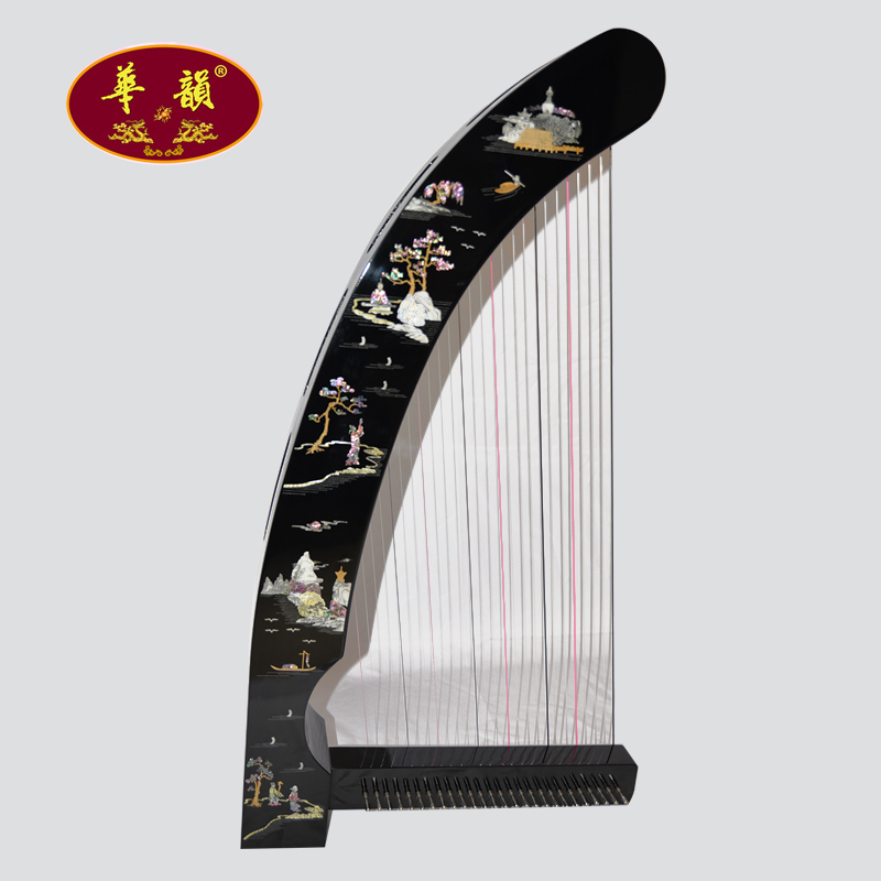 华韵牌26弦古箜篌挖嵌款古典乐器
